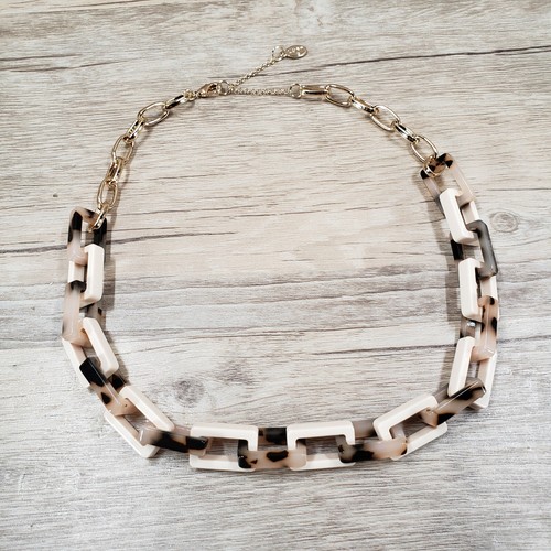 OFF WHITE Collana Loft Tartaruga Guscio Off Maglia Catena Bianco Tono Oro 18