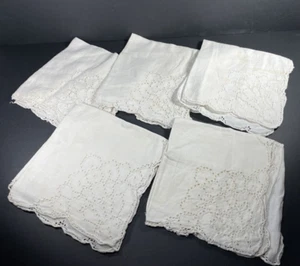 Servilletas de encaje de lino blancas de algodón para cena formal (juego de 5) - Imagen 1 de 7