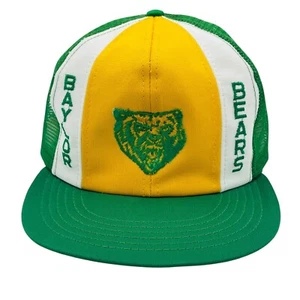 Vintage Baylor University Hat Adult Green Gold Bears Logo Snapback Cap 90s  - Picture 1 of 6