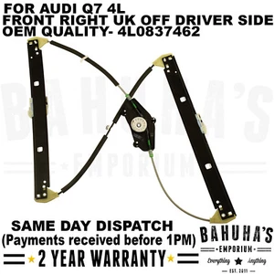 Audi Q7 Front Right Window Regulator Electric SUV 2006-2015 Driver Side - Picture 1 of 2