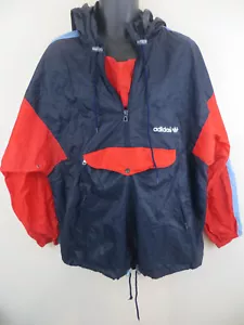 Adidas Vintage Anorak Windbreaker 90s Retro Waterproof Festival Coat Mens Large - Picture 1 of 6