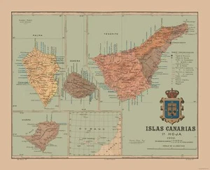 Mapa Histórico - Islas Canarias 1902 África España - Martine 1904 - 28,45 x 23 - Imagen 1 de 20