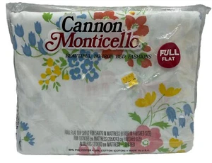 Cannon Monticello Floral Full Flat Sheet Poly Cotton 54” X 76” USA Vintage New - Picture 1 of 5