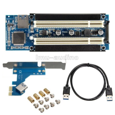 Scheda adattatore PCI-E Express X1 a doppio PCI Riser Extend con cavo USB 3.0 2.6 FT - Immagine 1 di 4