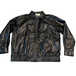 Glassons Giacca Bomber Nera Ecopelle Full Zip Collo Donna Media M - Foto 1 di 7