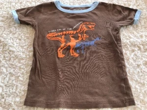 Osh Kosh Boys Brown Orange Dinosaur Short Sleeve Snug Fit Pajama Shirt 8 - Picture 1 of 7