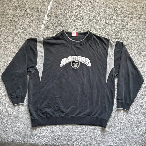 Oakland Raiders Sweater Adult 2XL XXL Black White Sweatshirt NFL Football Mens * Cover