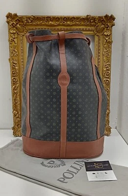 Bolso de Hombro Pollini Giant Bucket Negro Monograma Cuero De Colección Foto 1 de 4