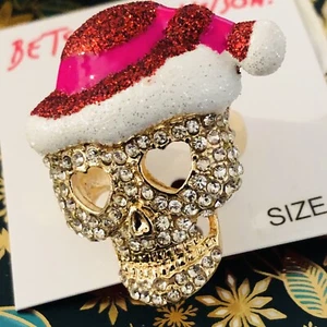 Betsey Johnson Statement Ring - Skeleton Santa, Size 7, NWT - Picture 1 of 11