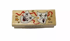 Inkadinkado, Theatre Happy Sad Venetian Masks, Wood Mounted Rubber Stamp - Picture 1 of 7
