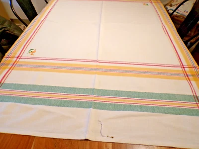 Vintage Nappe a liteaux + 2 Monogrammes GR  ( ref 3  ) - Photo 1/4
