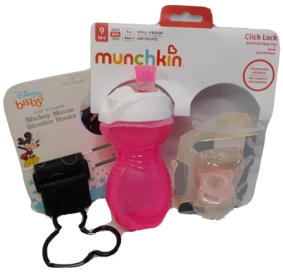Gancho para cochecito Disney Baby Mickey Mouse, taza para sorber munchkin, chupete de ortodoncia Foto 1 de 4