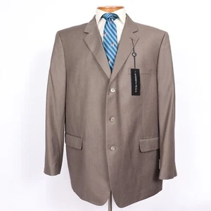 Andrew Fezza 50R Big Mens Taupe Brown Pinstripe Blazer Sport Coat Jacket NWT - Picture 1 of 7