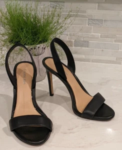Gianni Bini schwarze Leder-Sandalen mit Fersenriemen 4" Stilettoabsatz Einriemen 7M - Bild 1 von 11