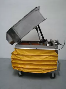 Pneumatic Scissor Lift With Stainless Tipping Bin - 500kg Capacity 1.1m Lift - Picture 1 of 7