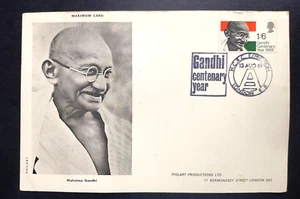 Gran Bretaña GB UK - "MAHATMA GANDHI ~ AÑO CENTENARIO" Tarjeta Máxima Máxima 1969 - Imagen 1 de 7