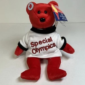 Ty Beanie Baby: Canada the Bear Special Olympics White Shirt With Pin Red Toy - Picture 1 of 12