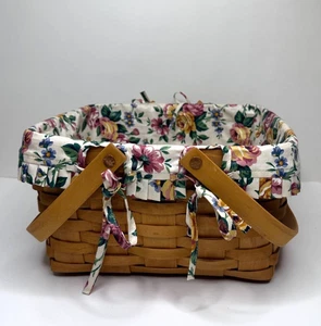 Longaberger Cesta Cuadrada para Pasteles/Pasteles Jardín Esplendor Forro Doble Mango 1996 - Imagen 1 de 14