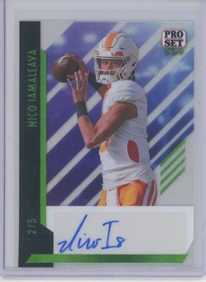 2024 Pro Set Pure Acetate Stardust Green Nico Iamaleava 2/5 Auto Autograph  - Image 1 of 2