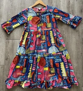 Orientique Australia Dress Size 10 100% Cotton Multicolour Abstract - Picture 1 of 12
