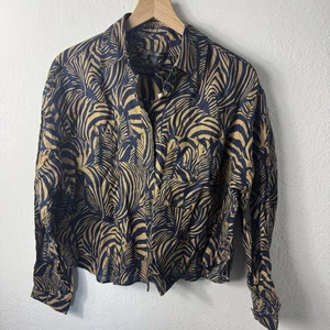 Camicia Banana Republic Lino Boxy Cropped Stampa Zebrata M Alta - Foto 1 di 4