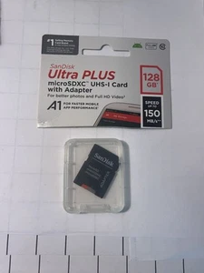 Carte Micro SD XC UHS-1 Sandisk Ultra Plus avec adaptateur 128 Go / 150 Mo/s Neuve - Photo 1 sur 2
