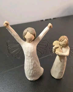 Set Of Two WILLOW TREE - No Box/Used- ANGEL OF COURAGE & ANGEL OF FRIENDSHIP - Picture 1 of 10