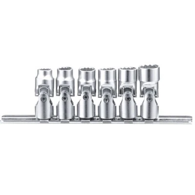 6 Piece 1/4" Dr SAE AF Universal Swivel Socket Set (12-Point) Genius Tools - US- - Image 1 of 4