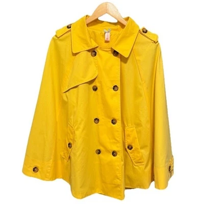 Partly Cloudy Poncho Cape Jacket Yellow Lemon Zest Double Breasted  Size Large - Image 1 of 4