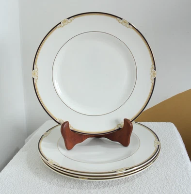 Wedgwood Cavendish dinner plates x4 bone china royal blue gold 27cm England - Image 1 of 4