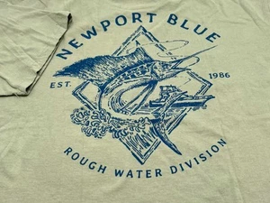 Newport Blue Men’s T Shirt Rough Waters Division Fishing Marlin Sailfish Size XL - Picture 1 of 9