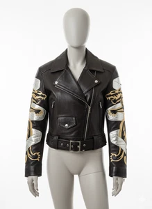 Vintage 80s Michael Hoban North Beach Leather Tiger Dragon Men Biker Jacket - Picture 1 of 11