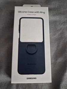 COQUE COQUE SILICONE SAMSUNG GALAXY Z FLIP5 AVEC ANNEAU - BLEU MARINE - Photo 1 sur 5