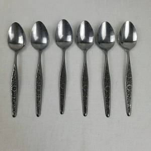 Vintage Interpur Jardinera Flower Daisy Stainless Steel Flatware 6 Pc Set Spoons - Picture 1 of 10