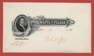 MEXICO PROOF   1883  DIRECCION DEL  MONTE DE PIEDAD  PICK NL  UNC. - Picture 1 of 2