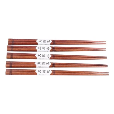 5Pairs Wooden Chopsticks Handmade Chopstick Tableware For Hot Pot Home Restauran - Bild 1 von 4