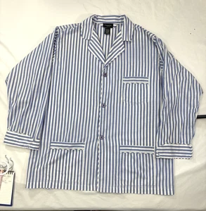 Top de pijama vintage Christian Dior Monsieur para hombre XL azul a rayas manga larga - Imagen 1 de 5