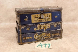 A99G VINTAGE MAYO’S CUT PLUG LEER 3-STUFIG FALTBAR TABAK ADV DOSE OHNE GRIFF - Bild 1 von 1