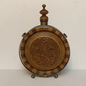 VINTAGE WOODEN FLASK DRINKING VESSEL. ANTIQUE HAND CARVED WOODED FLASK. VINTAGE - Picture 1 of 12