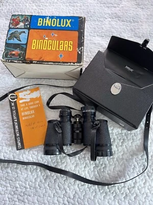 Vintage Binolux Binoculars 7X50 Triple Tested Coated Optics Case For Parts READ - Image 1 of 4