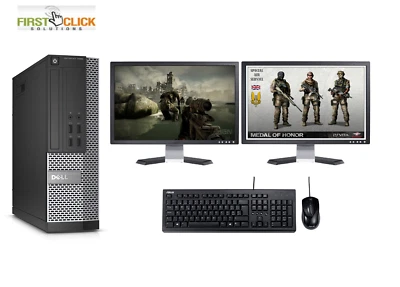FCS GAMING PC DELL COMPUTER DUAL TFT BUNDLE WINDOWS 11 i7 16GB 500GB GT710 - Image 1 of 4
