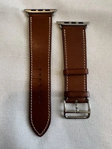 Hermes Apple Watch Single Tour Fauve Barenia Leather 44mm Band - Picture 1 of 24