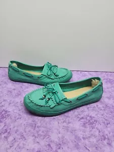 UGG Australia Womens Meena 1005451 Green Leather Moccasin Slip on Shoe Size 10 - Picture 1 of 5