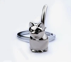 3D Cat Silver Charm Pendant Key chain Gift KeyChain - Picture 1 of 4