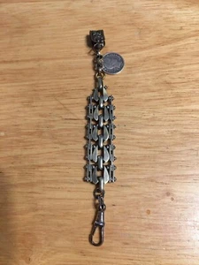 Antique Georgian￼ Pocket Watch Fob Chain Chatelaine with 1895 Barber Dime - Picture 1 of 12