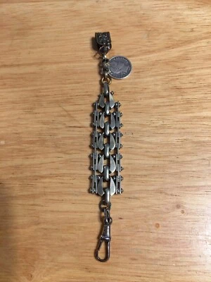Antique Georgian￼ Pocket Watch Fob Chain Chatelaine with 1895 Barber Dime - Image 1 of 4