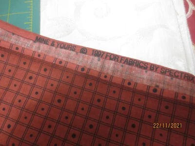 1 yd 8" Raggedy Ann & Andy  Mine & Yours Coordinating 1997 Spectrix  squares dot - Image 1 of 2