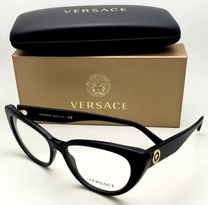 New Versace Reading Glasses VE 3286 GB1 54-16 140 Black Frames CatEye Readers - Picture 1 of 12
