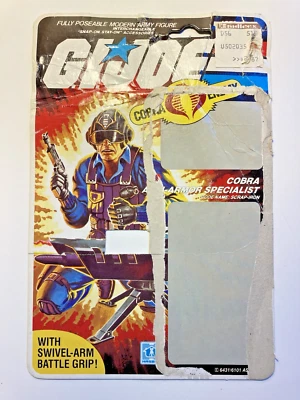Tarjeta trasera completa Hasbro ARAH Cobra Specialist 1984 vintage GI Joe chatarra de hierro v1 Foto 1 de 4