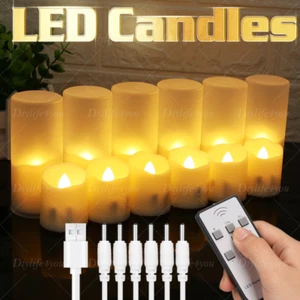 6PCS Flameless LED Candle Flickering Tea Light Rechargeable Timer Remote Control - Picture 1 of 16